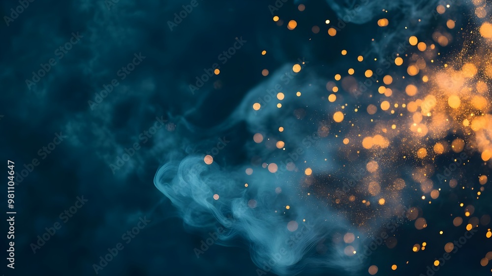 Abstract Blue and Gold Smoke Bokeh Background Abstract Blue and Gold Smoke Bokeh Background