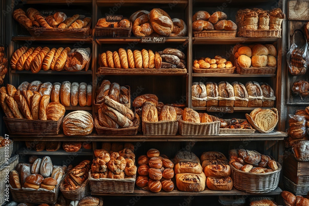 High-Resolution Photography of Assorted Breads and Pastries in Bakery Store AI generated illustration High-Resolution Photography of Assorted Breads and Pastries in Bakery Store AI generated illustration