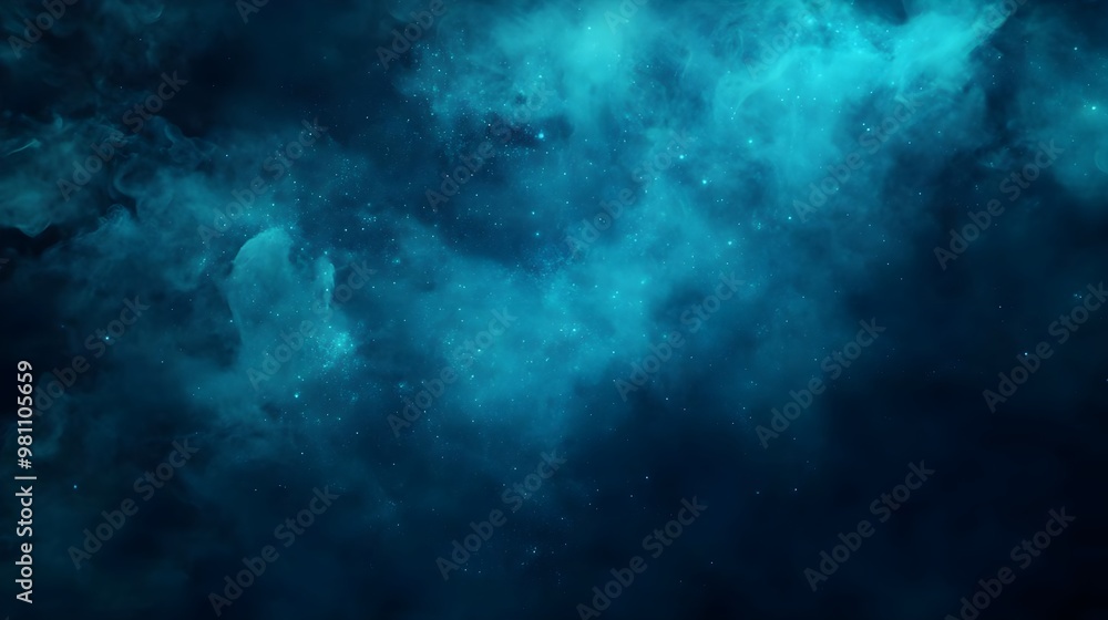Obraz premium Abstract Blue Nebula Space Background with Stars