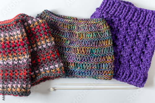 Obraz na plátně hand knit scarves scarf and cowls wool winter accessories hand made fashion