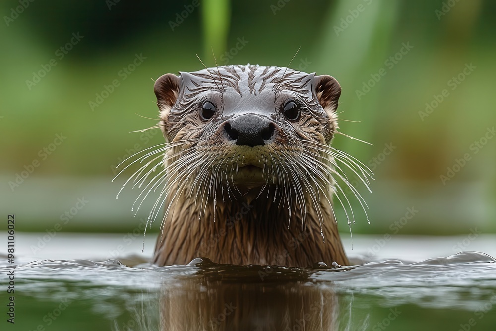 closeup portrait of a wild otter emerging from water its wet fur glistening alert eyes and whiskered face capturing its curious and playful nature closeup portrait of a wild otter emerging from water its wet fur glistening alert eyes and whiskered face capturing its curious and playful nature