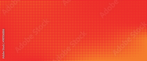 Dots halftone orange color pattern gradient texture with technology digital background. Dots pop art comics with summer background.