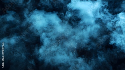 Abstract Blue Smoke Background With Sparkling Lights