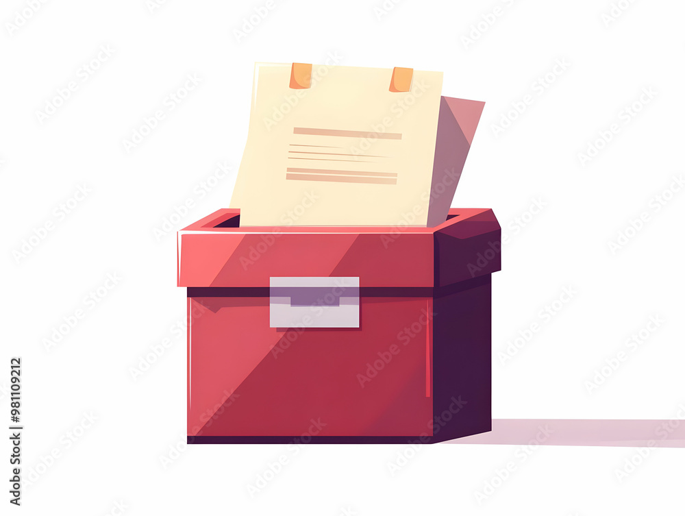 Flat Glossy Ballot Box Illustration with Transparency for Voter Education - Medium Shot of Policy Papers Inside, Perfect for Political Campaigns and Civic Engagement Flat Glossy Ballot Box Illustration with Transparency for Voter Education - Medium Shot of Policy Papers Inside, Perfect for Political Campaigns and Civic Engagement