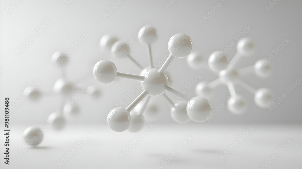 3D Serotonin Molecule Dance Concept: Dynamic Movement of White Molecules Illustrating Mood Regulation - Isolated on White Background for Neurotransmitter Education 3D Serotonin Molecule Dance Concept: Dynamic Movement of White Molecules Illustrating Mood Regulation - Isolated on White Background for Neurotransmitter Education