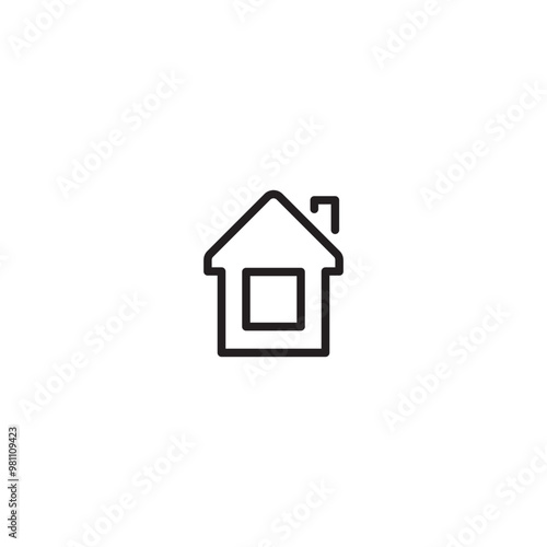 House icon with window, outline design vector. Editable icon.