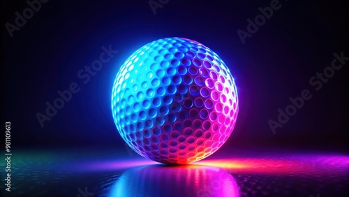 Neon-lit golf ball glowing in the dark, perfect for futuristic sports concepts and night golf events