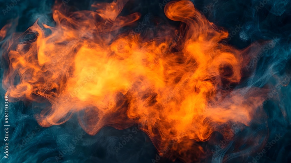 Abstract Orange and Blue Smoke Swirls Background Abstract Orange and Blue Smoke Swirls Background