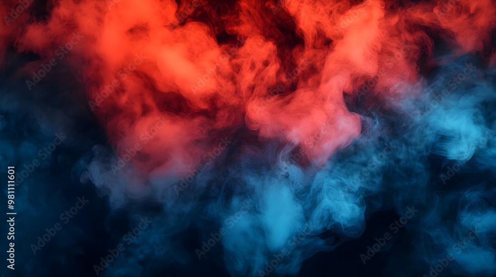 Abstract Red & Blue Smoke Swirls on Black Background Abstract Red & Blue Smoke Swirls on Black Background