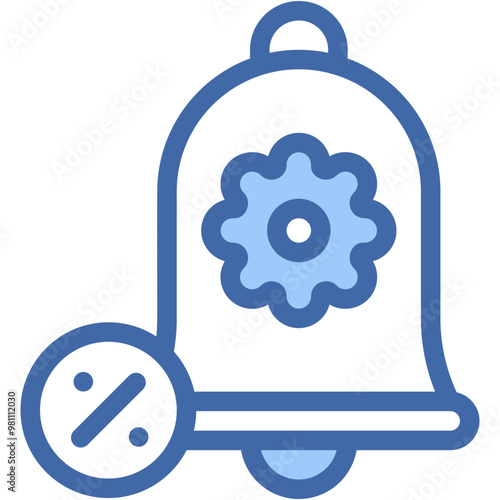 Vector Icon Bell, Commerce And Shopping, Notification, Percentage, Alarm