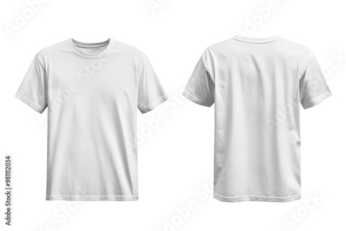 Blank Short sleeve t shirt mockup, white T-shirts front and back view, used as design template isolated on white background
