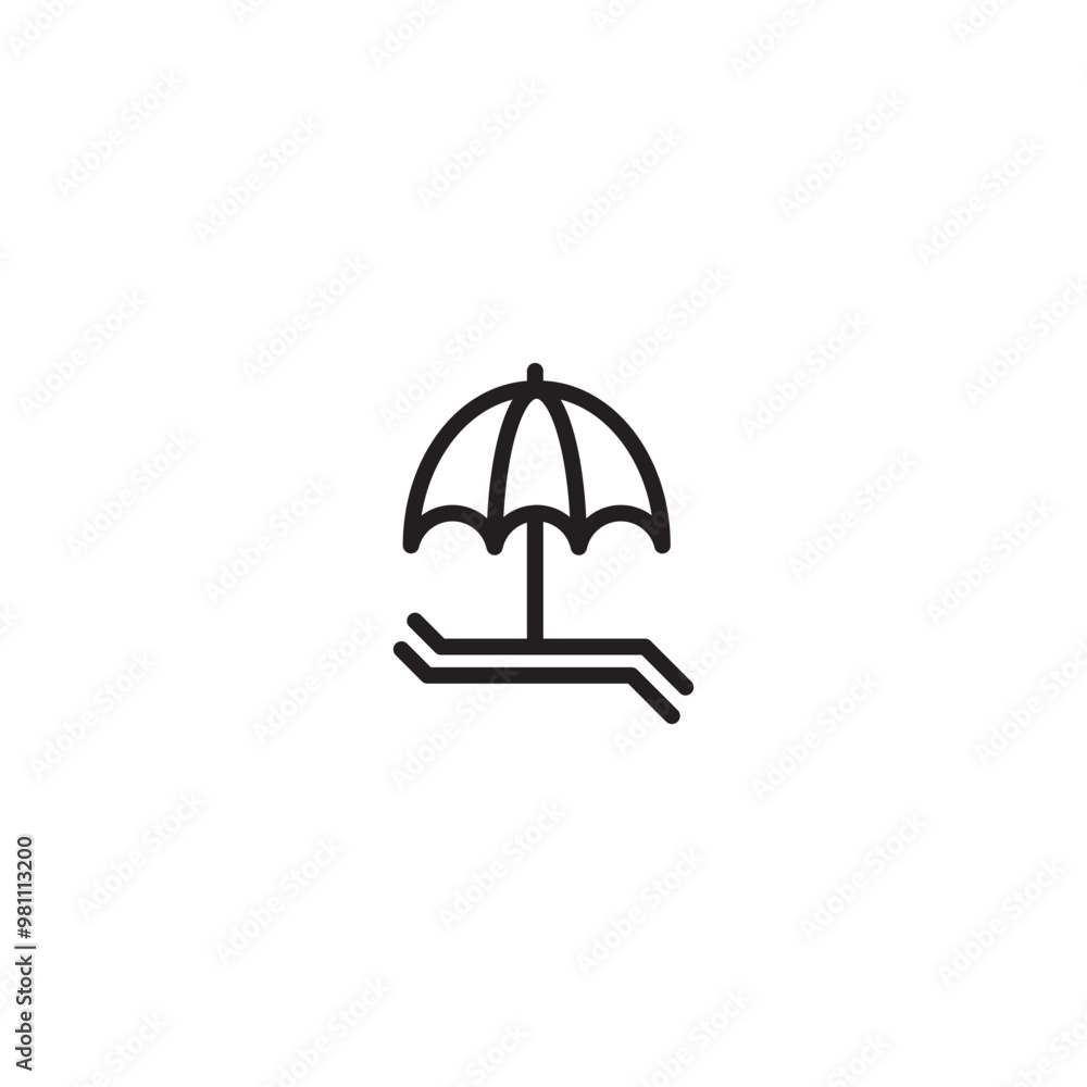 Life guard chair icon with beach umbrella. Editable icon. Life guard chair icon with beach umbrella. Editable icon.