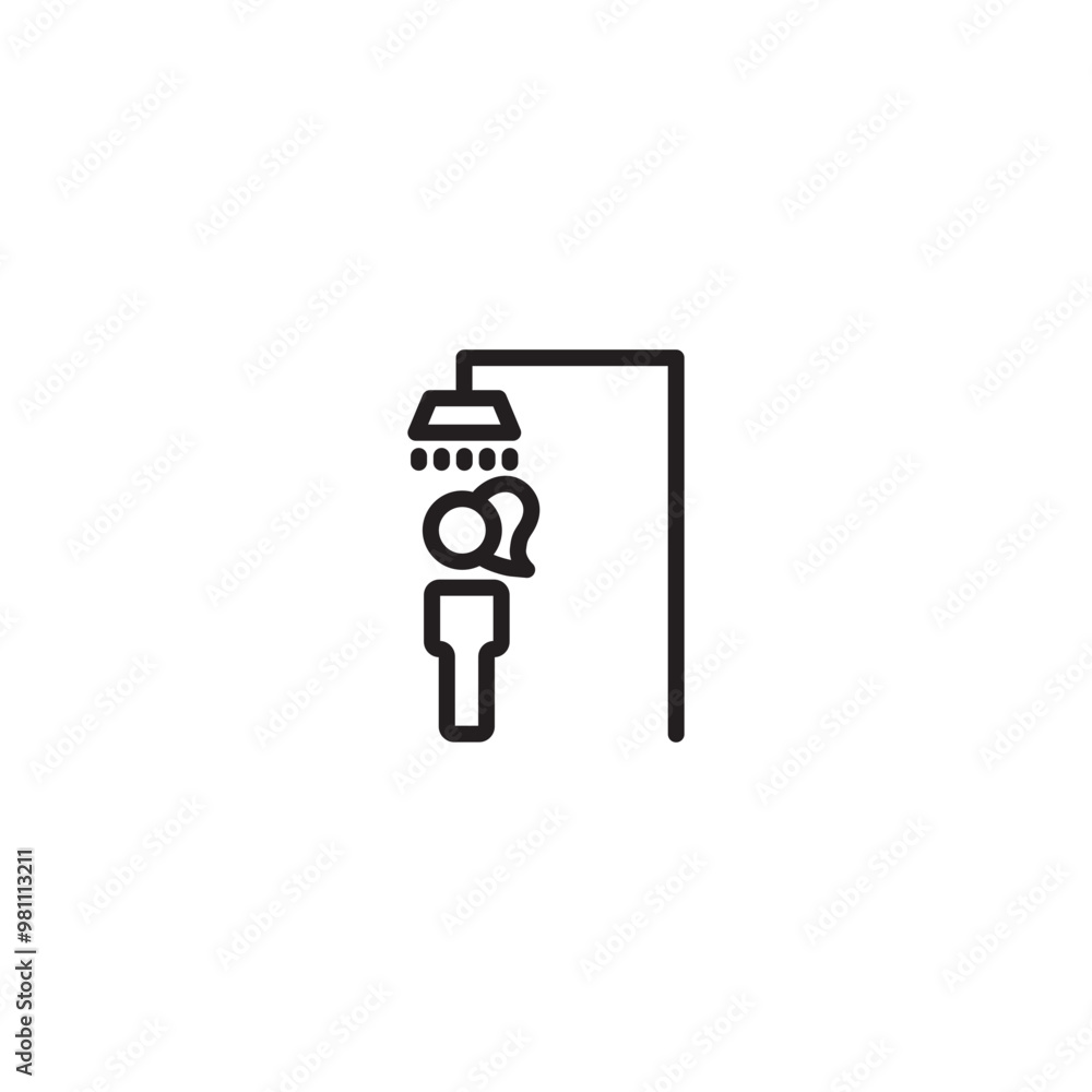 Shower sign icon in flat style. Bathroom water device vector illustration on white isolated background. Wash business concept. Man shower room girl icon. Editable icon. Shower sign icon in flat style. Bathroom water device vector illustration on white isolated background. Wash business concept. Man shower room girl icon. Editable icon.