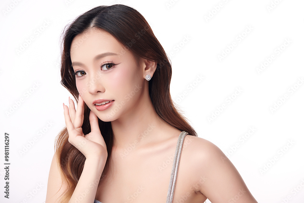 Beautiful young asian woman with clean fresh skin on white background, Face care, Facial treatment, Cosmetology, beauty and spa, Asian women portrait. Beautiful young asian woman with clean fresh skin on white background, Face care, Facial treatment, Cosmetology, beauty and spa, Asian women portrait.