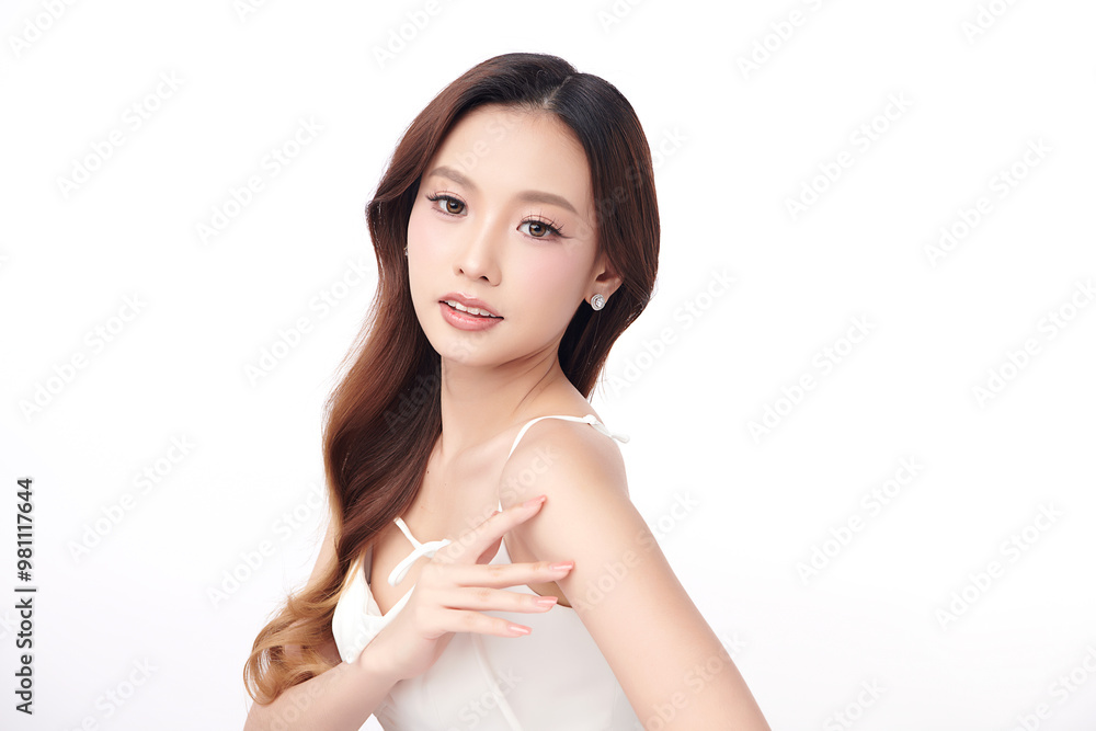 Beautiful young asian woman with clean fresh skin on white background, Face care, Facial treatment, Cosmetology, beauty and spa, Asian women portrait. Beautiful young asian woman with clean fresh skin on white background, Face care, Facial treatment, Cosmetology, beauty and spa, Asian women portrait.
