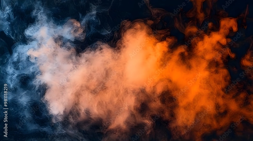 Abstract Smoke Background, Blue & Orange Swirls Abstract Smoke Background, Blue & Orange Swirls