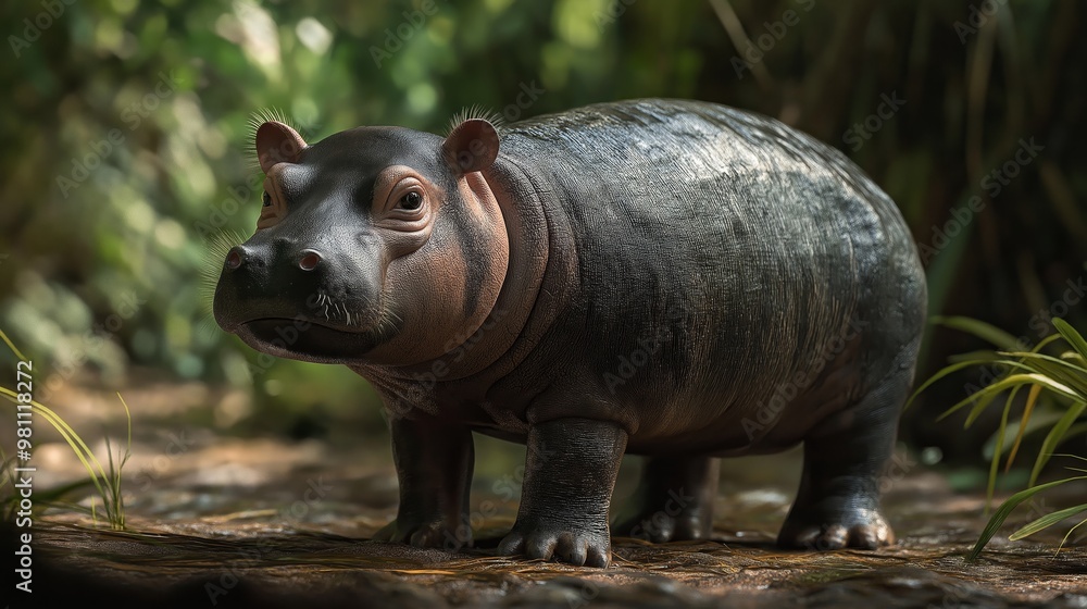 super cute close up portrait of a baby hippopotamus standing smiling at camera, funny wildlife or zoo vibes super cute close up portrait of a baby hippopotamus standing smiling at camera, funny wildlife or zoo vibes