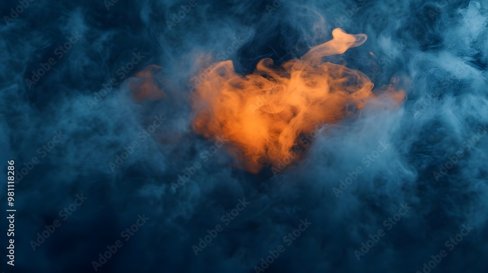 Abstract Smoke Background, Blue And Orange, Swirling Texture Abstract Smoke Background, Blue And Orange, Swirling Texture