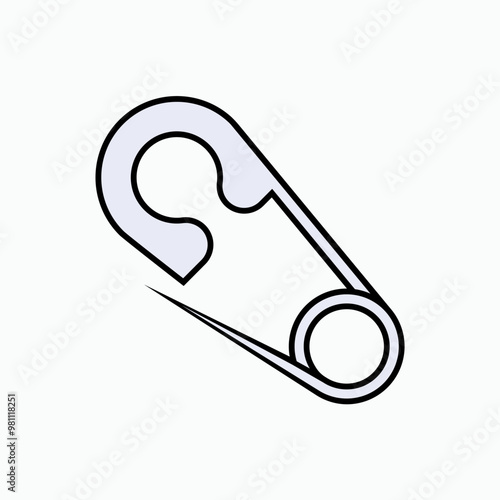 Safety Pin Icon. Breastpin Symbol - Vector. 