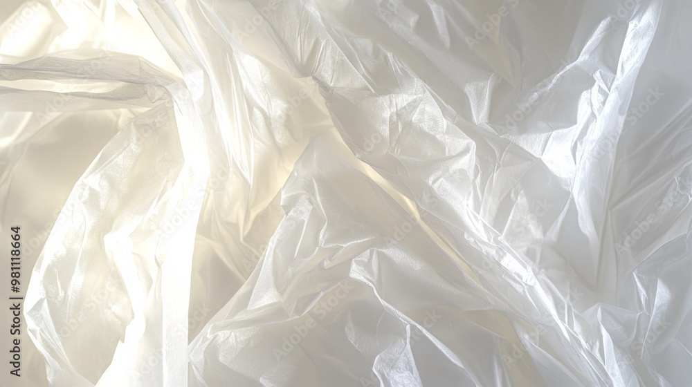 Crumpled translucent white plastic with soft Crumpled translucent white plastic with soft