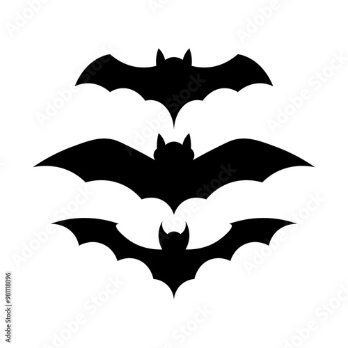 ensemble de chauves-souris, noir, silhouettes vectorielles