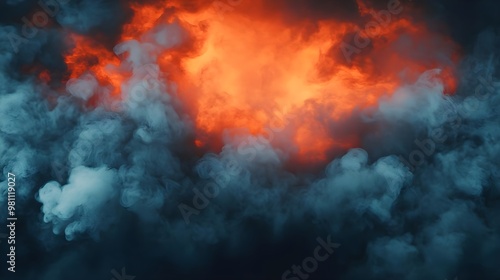 Wallpaper Mural Abstract Smoke Background with Blue and Orange Hues Torontodigital.ca