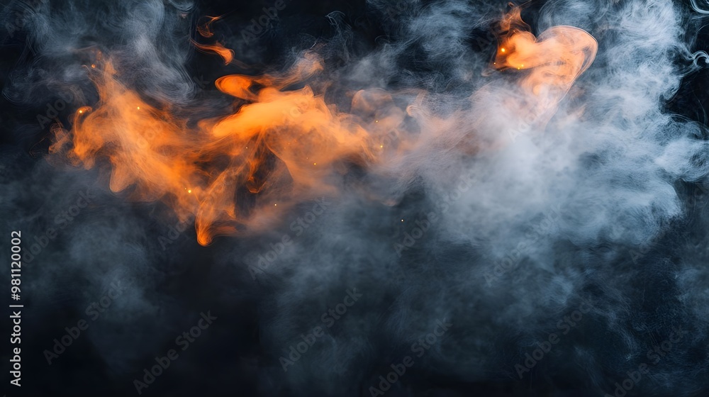 Abstract Smoke Texture, Orange & Gray, Dramatic Background Abstract Smoke Texture, Orange & Gray, Dramatic Background