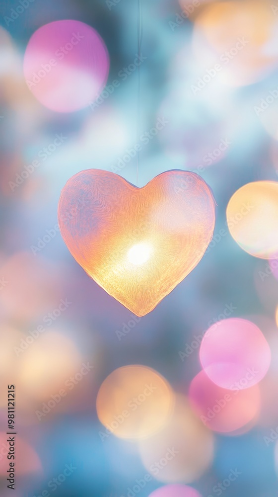 Glowing heart lantern with bokeh lights Glowing heart lantern with bokeh lights
