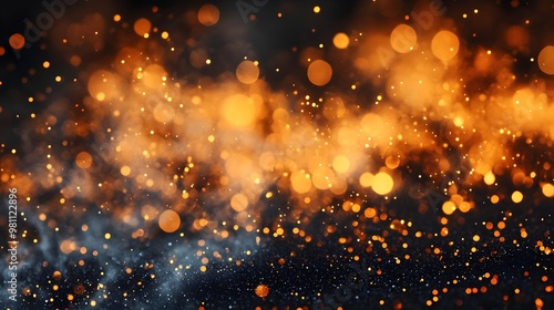 Wallpaper Mural Abstract Black Background with Warm Golden Bokeh Lights Torontodigital.ca