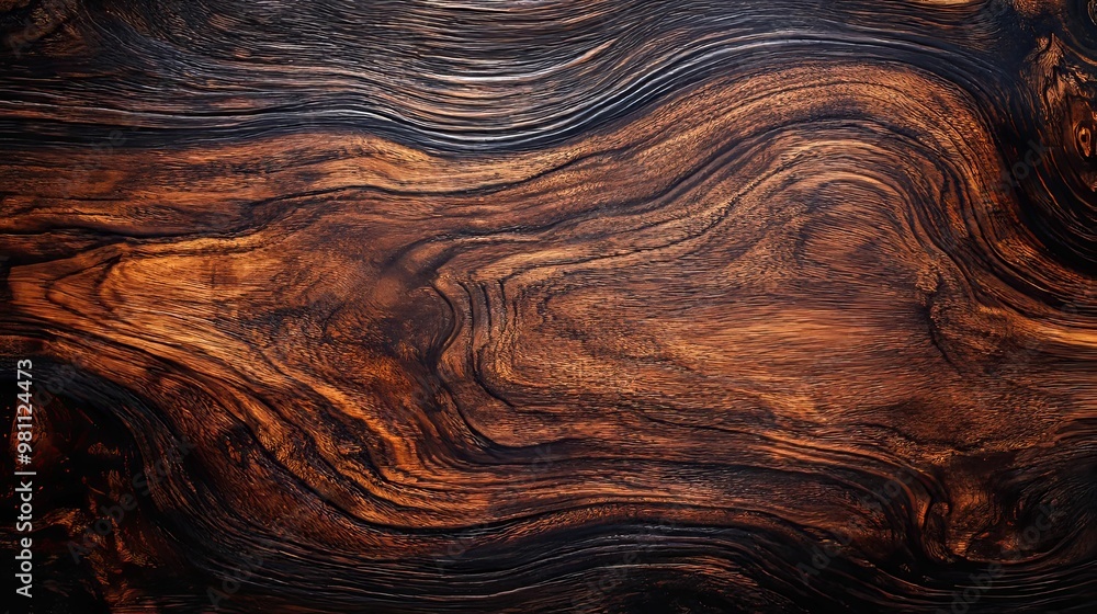 Rich Brown Wood Grain Pattern with Wavy Lines and Deep Textures Rich Brown Wood Grain Pattern with Wavy Lines and Deep Textures