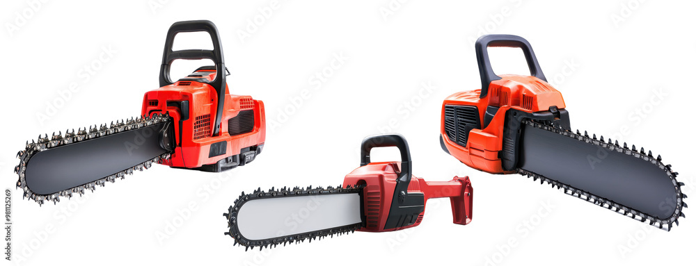 Set of High-Quality Brand New Chainsaw | Isolated on Transparent Background Set of High-Quality Brand New Chainsaw | Isolated on Transparent Background