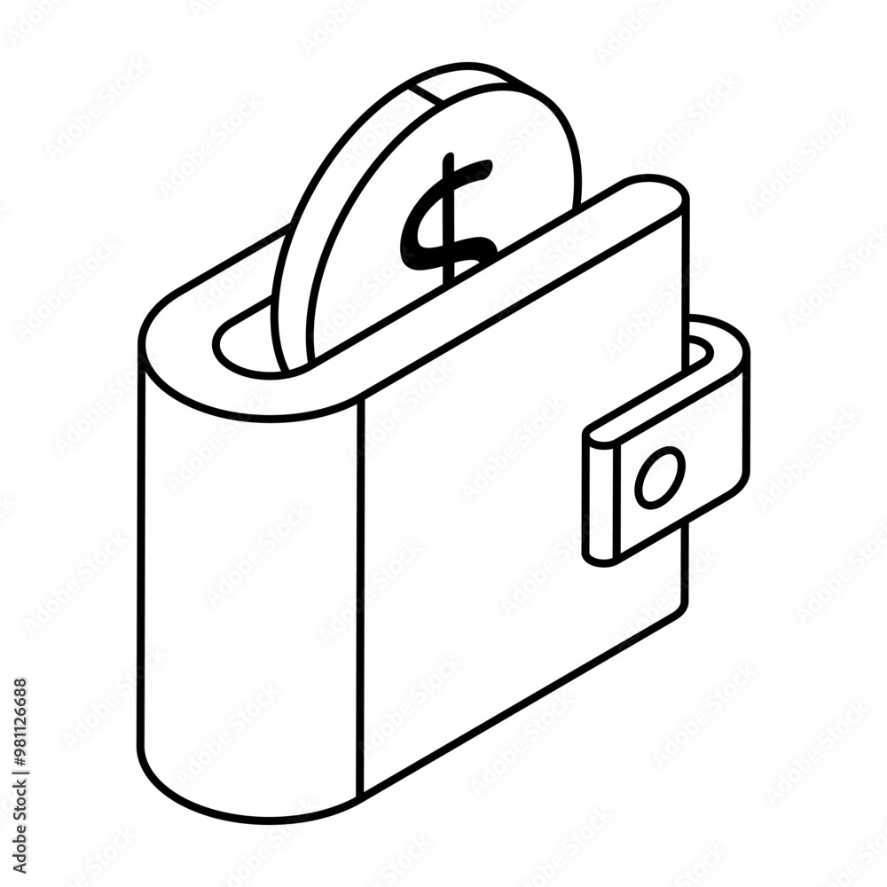 A billfold accessory icon, vector design of wallet A billfold accessory icon, vector design of wallet