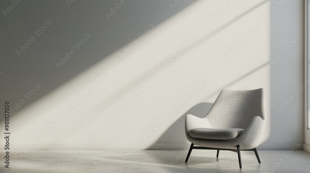 Contemporary Minimalist Chair in Empty Room with Smooth Floor and Soft Light Background Contemporary Minimalist Chair in Empty Room with Smooth Floor and Soft Light Background