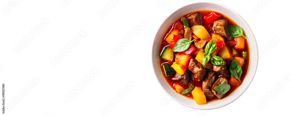 Hearty Beef Stew in White Bowl Hearty Beef Stew in White Bowl