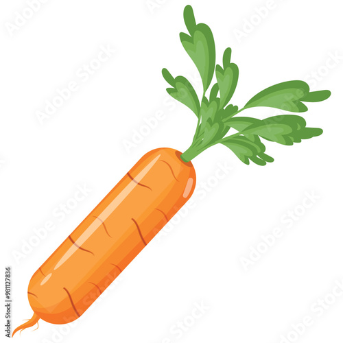 icon of a root fruit, namely, a rectangular shape with green leaves and green sprouts, vector