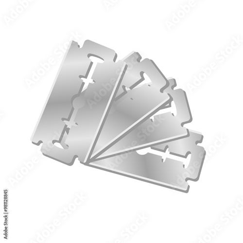 Illustration of a Shaving Razor Blade Vector Isolated on White. Razor Blade Vector Illustration. 