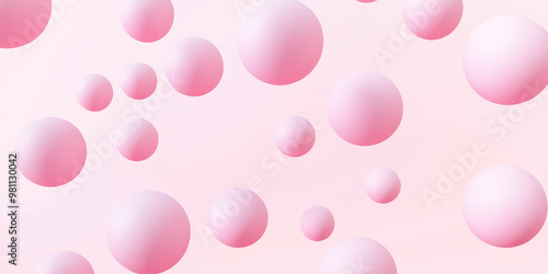 Abstract Falling soft spheres background. Geometric shapes balls design. 3d render illustration style.