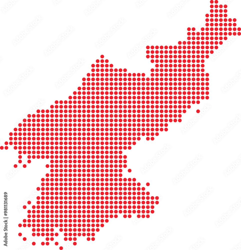 Fototapeta premium Red Dotted North Korea Map