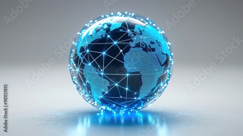 Global Network 3D Icon Embracing Worldwide Connections
