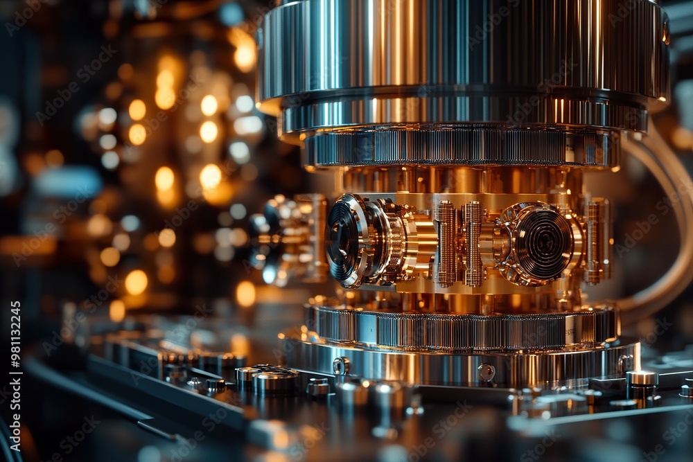 Quantum Computer Cooling System: Close-Up View Quantum Computer Cooling System: Close-Up View