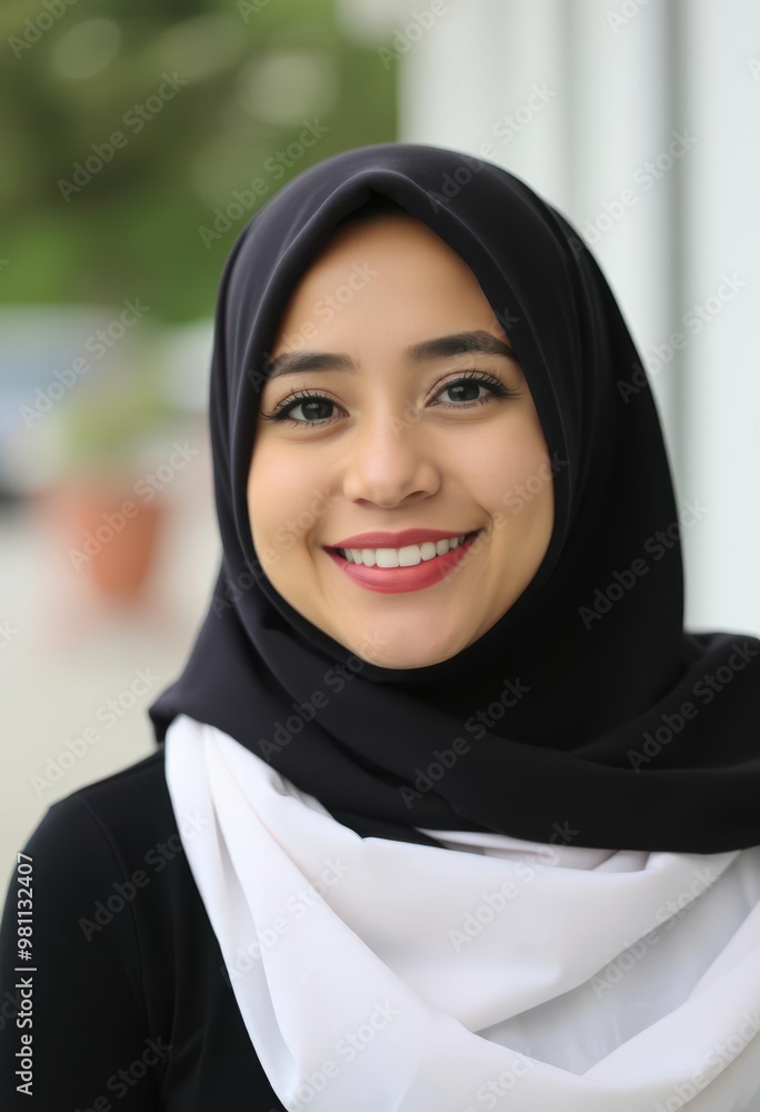A woman wearing a hijab with a smile on her face A woman wearing a hijab with a smile on her face