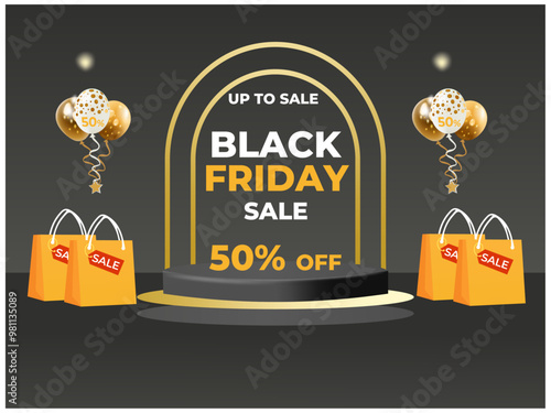 Black Friday sale advertisement poster design with black gradient color