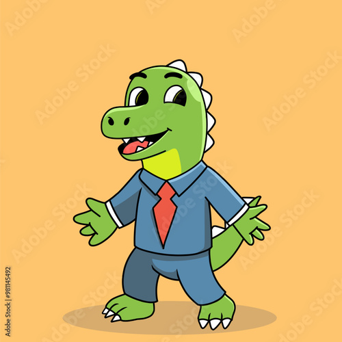 business dinosaur cartoon illustration. cute animals