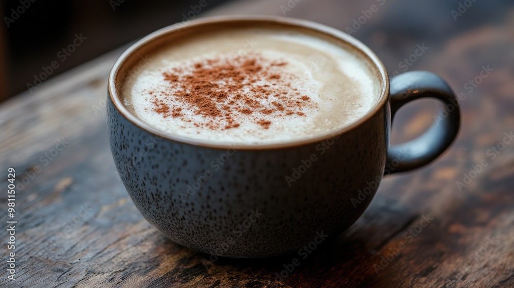 A cup of cappuccino with cinnamon A cup of cappuccino with cinnamon