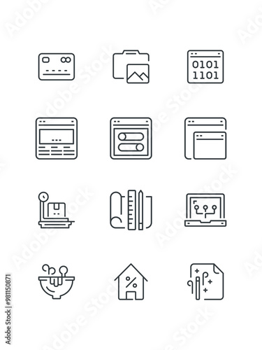 Business and icons, set of icons for web design, vector illustration