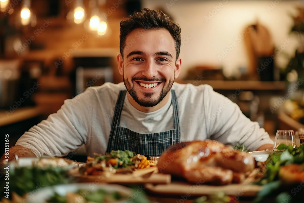 Happy Thanksgiving, big family dinner with turkey feast home celebration, Generative AI Happy Thanksgiving, big family dinner with turkey feast home celebration, Generative AI