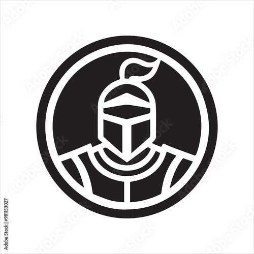 spartan logo, simple knight, black and white