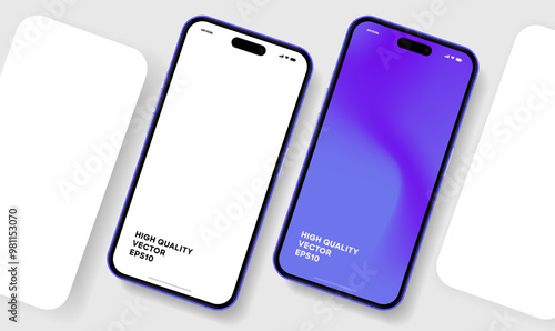 Realistic smartphone mockup. Mobile phone vector with isolated on white background. Device front view. 3D mobile phone with shadow. Realistic, high quality smart phone mockup for ui ux presentation.