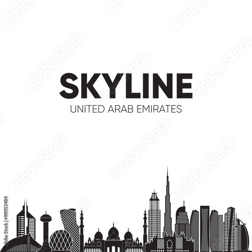 United Arab Emirates skyline detailed silhouette. Vector illustration