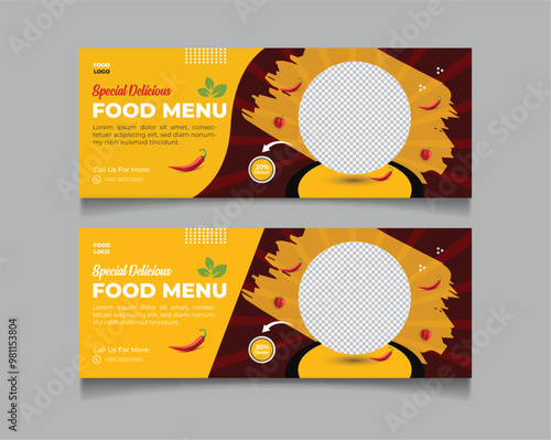 special Burger and food restaurant banner design.